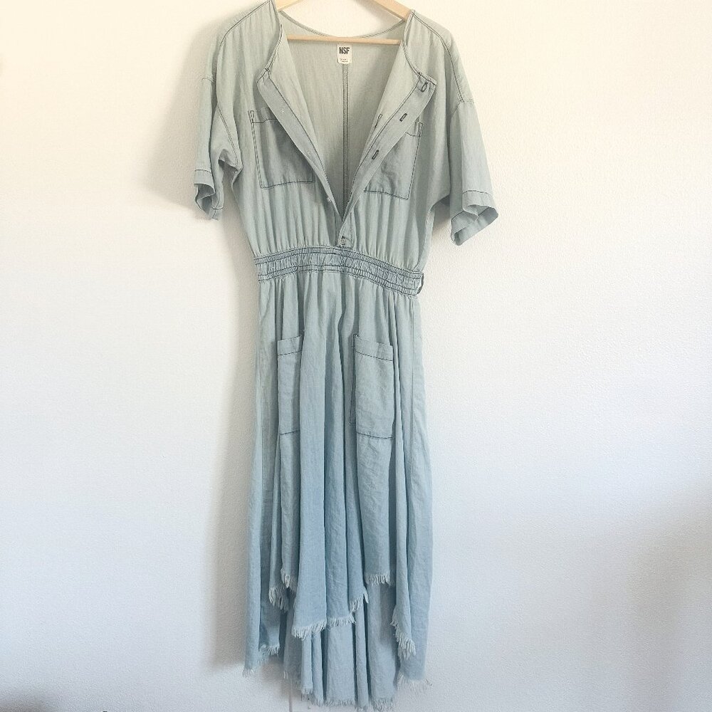 NSF petit small 100% printed "denim" cotton dress